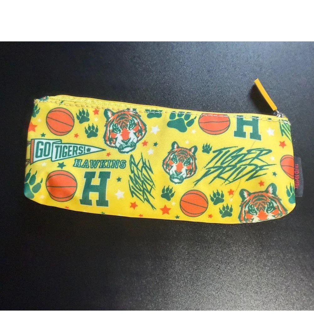 Stranger Things Hawkins High School Tigers Pencil Case Yellow Netflix Pouch Bag